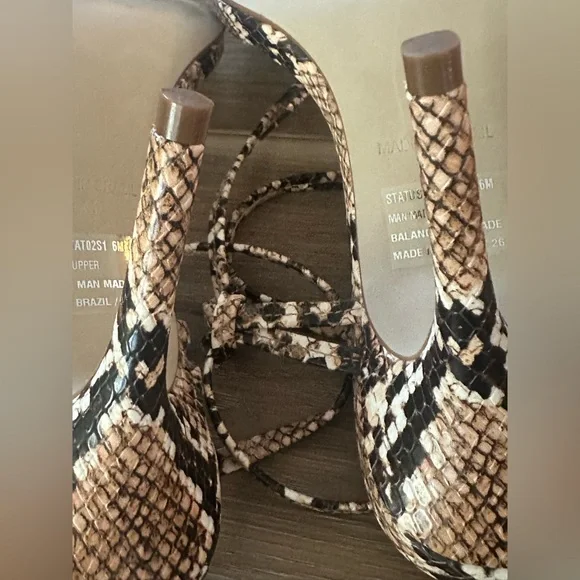 Steve Madden Snake Print Ankle Tie Heel 6 - Picture 7 of 8